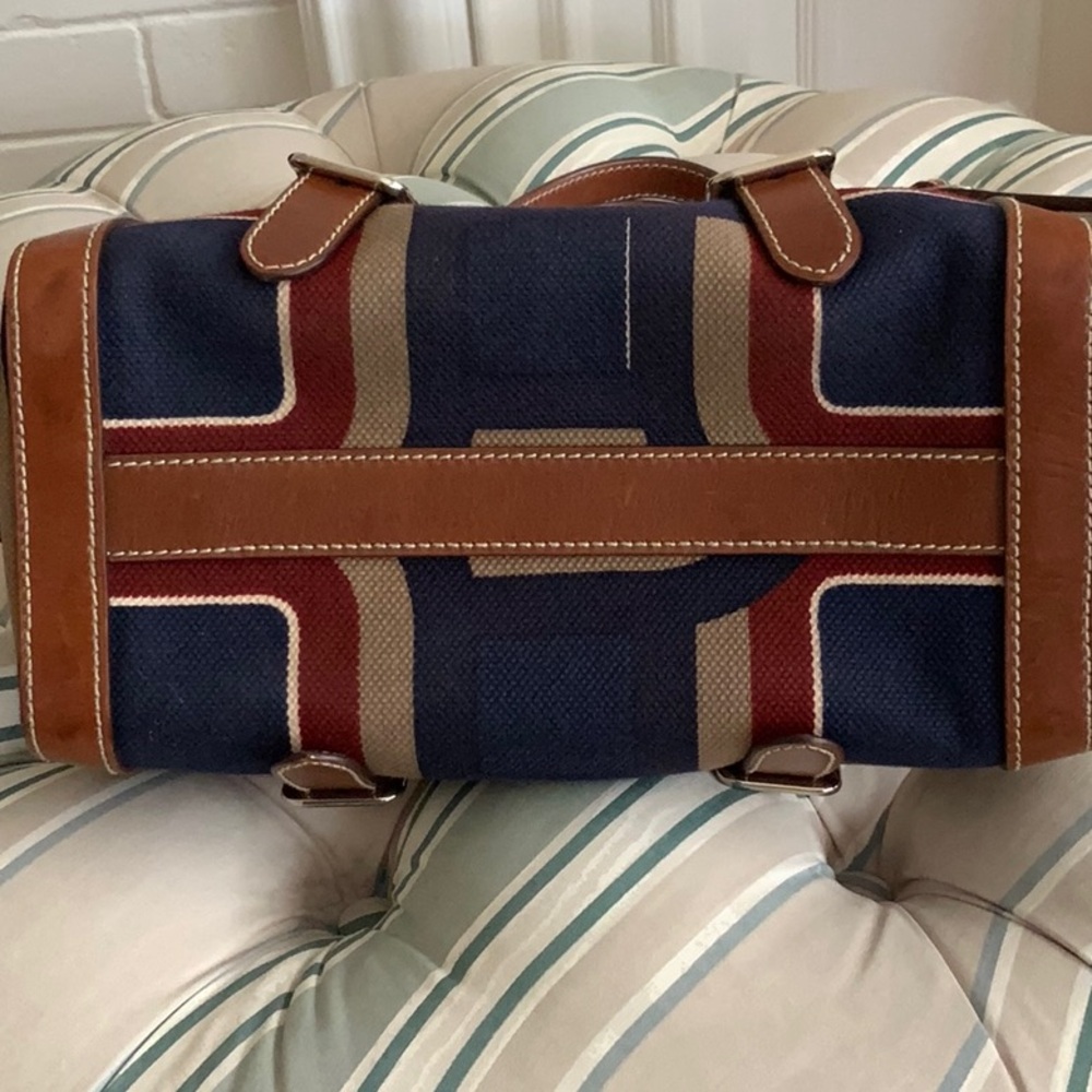 Vintage Prada bag limited edition. Plaid canvas with leather trim. - Picture 6 of 10